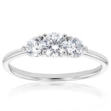 Sterling Silver Rhodium Plated Cubic Zirconia Trilogy Ring