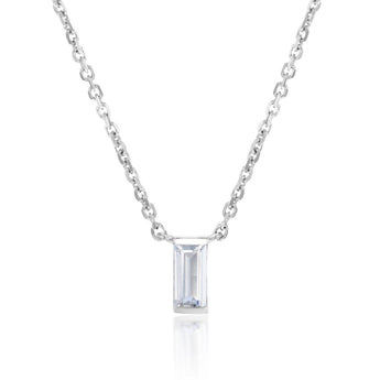 Sterling Silver Rhodium Plated White Cubic Zirconia Pendant on 40+5cm Chain