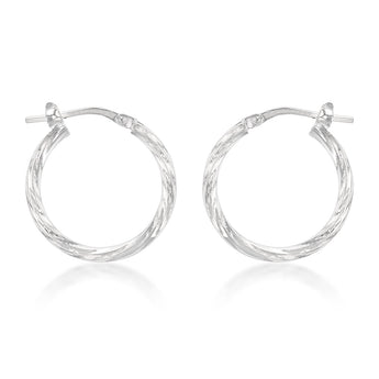 Sterling Silver Twisted 15mm Hoop Earrings