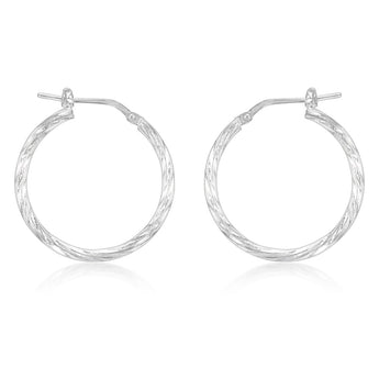Sterling Silver Twisted 20mm Hoop Earrings
