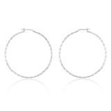 Sterling Silver Twisted 50mm Hoop Earrings