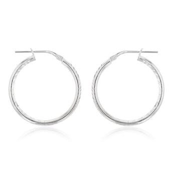 Sterling Silver Diamond Cut 20mm Hoop Earrings