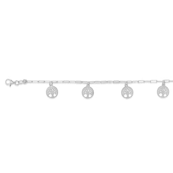 Sterling Silver Tree Of Life Charm 19cm Bracelet
