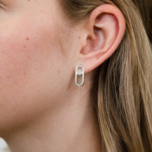 Load image into Gallery viewer, Sterling Silver Cubic Zirconia On Chunky Link Stud Earring