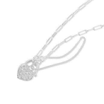 Sterling Silver Fancy 19cm Padlock Bracelet