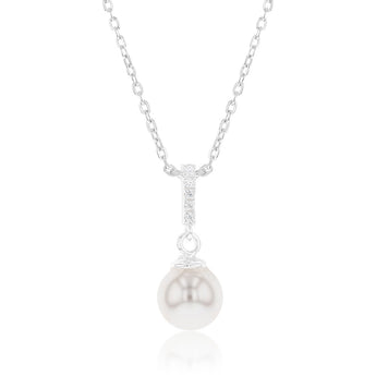 Sterling Silver Swarovski Pearl Pendant On 42+3cm Chain