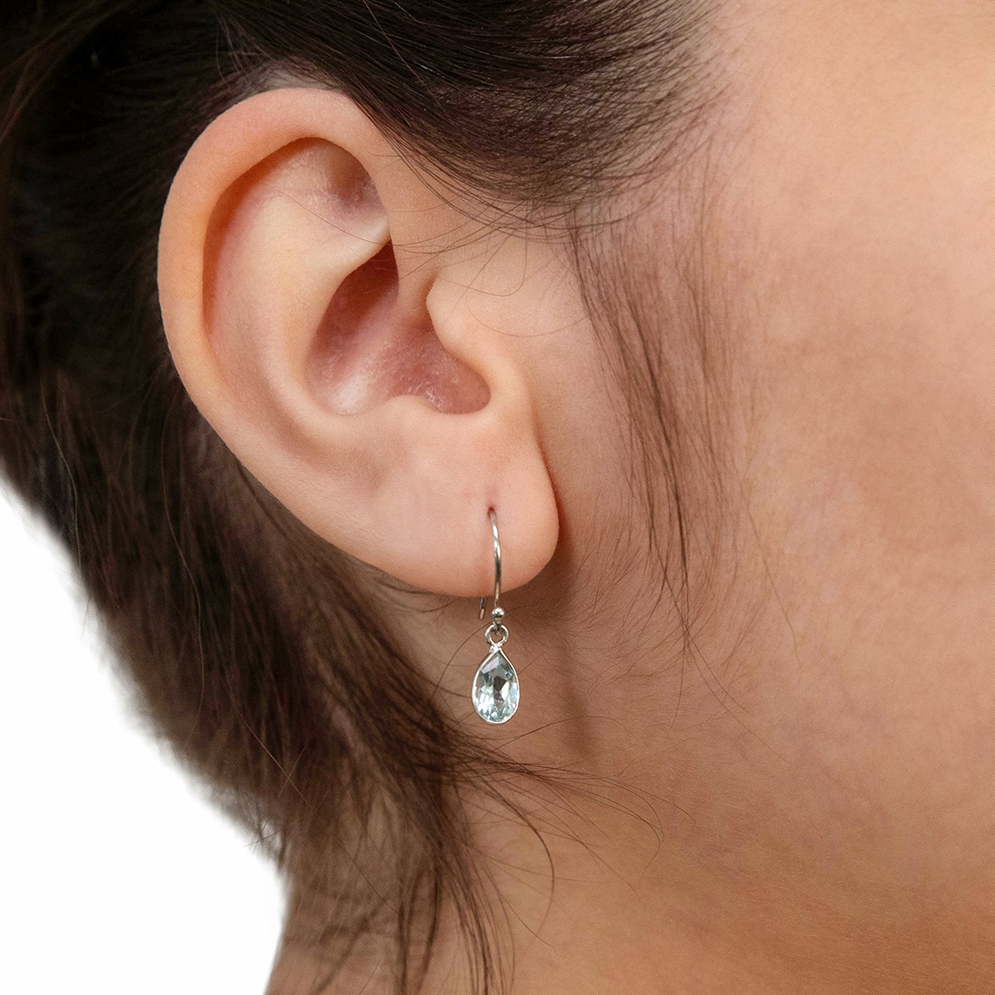 Sterling Silver 7x5mm Sky Blue Topaz Hook Drop Earrings Grahams