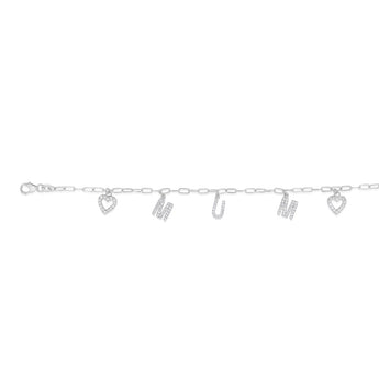 Sterling Silver Heart And Mum On 16+3cm Bracelet