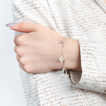 Sterling Silver Heart And Mum On 16+3cm Bracelet