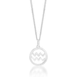 Sterling Silver Round Zodiac/Star Sign Aquarius Pendant