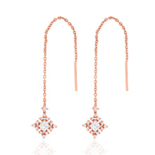 Load image into Gallery viewer, Sterling Silver Rose Gold Plated Cubic Zirconia On Snowflake Threader Earrings