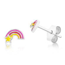 Load image into Gallery viewer, Sterling Silver Rainbow And Star Stud Earrings