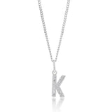 Sterling Silver Cubic Zirconia Initial "K" Pendant