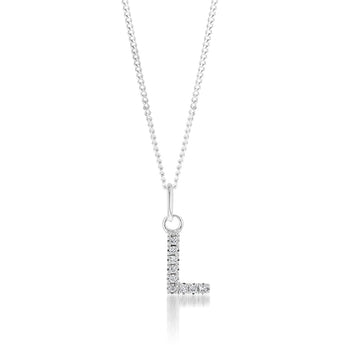 Sterling Silver Cubic Zirconia Initial "L" Pendant