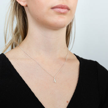 Sterling Silver Cubic Zirconia Initial "N" Pendant