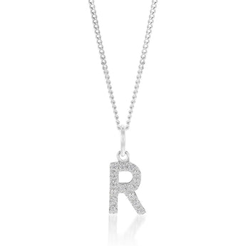 Sterling Silver Cubic Zirconia Initial "R" Pendant