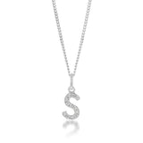 Sterling Silver Cubic Zirconia Initial "S" Pendant