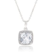 Load image into Gallery viewer, Natural White Sapphire Cushion Cut Pendant and Earring Set on Chain in Silver