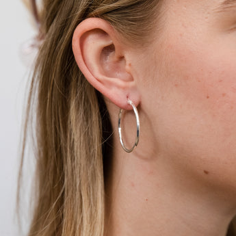 Sterling Silver Plain Round 30mm Hoop Earrings