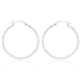 Sterling Silver Diamond Cut 30mm Hoop Earrings