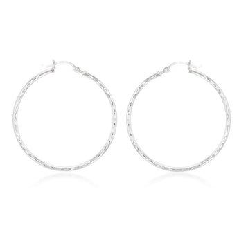 Sterling Silver Diamond Cut 40mm Hoop Earrings