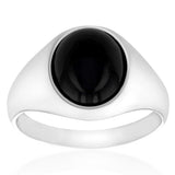 Sterling Silver Round Black Mens Ring