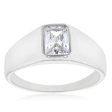 Sterling Silver Cubic Zirconia Rectangular Ring