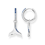 Thomas Sabo Sterling Silver Ocean Dolphin Tail Blue Cubic Zirconia Earrings