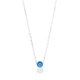 Sterling Silver Evil Eye Pendant On 42+3cm Chain
