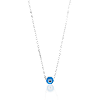 Sterling Silver Evil Eye Pendant On 42+3cm Chain