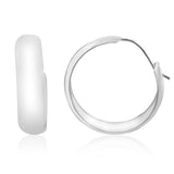 Sterling Silver Broad Plain Hoop 24mm  Earrings