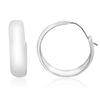 Sterling Silver Broad Plain Hoop 24mm  Earrings