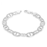 Sterling Silver Anchor Patterned 210 Gauge 19cm Bracelet