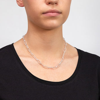 Sterling Silver Patterned Paperclip 140 Gauge 45cm Chain