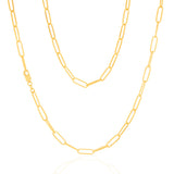 Sterling Silver Gold Plated Paperclip 110 Gauge 70cm Chain