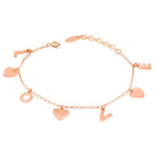 Load image into Gallery viewer, Sterling Silver Rose Gold Plated Love Charm 15.8+2.5cm Bracelet