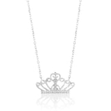 Sterling Silver Cubic Zirconia Crown Pendant on 43+2cm Chain
