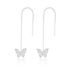 Load image into Gallery viewer, Sterling Silver Cubic Zirconia Butterfly Threader Earrings