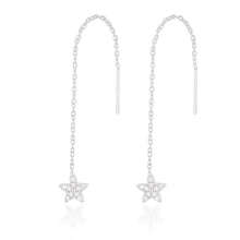 Load image into Gallery viewer, Sterling Silver Cubic Zirconia Star Threader Earrings