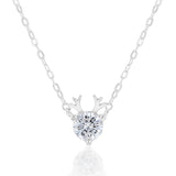 Sterling Silver Cubic Zirconia Reindeer Pendant On 45cm Chain
