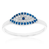Sterling Silver Cubic Zirconia Evil Eye Ring