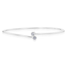 Load image into Gallery viewer, Sterling Silver Cubic Zirconia On Plain Adjustable Bangle