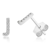Sterling Silver Cubic Zirconia Initial "J" Stud Earrings