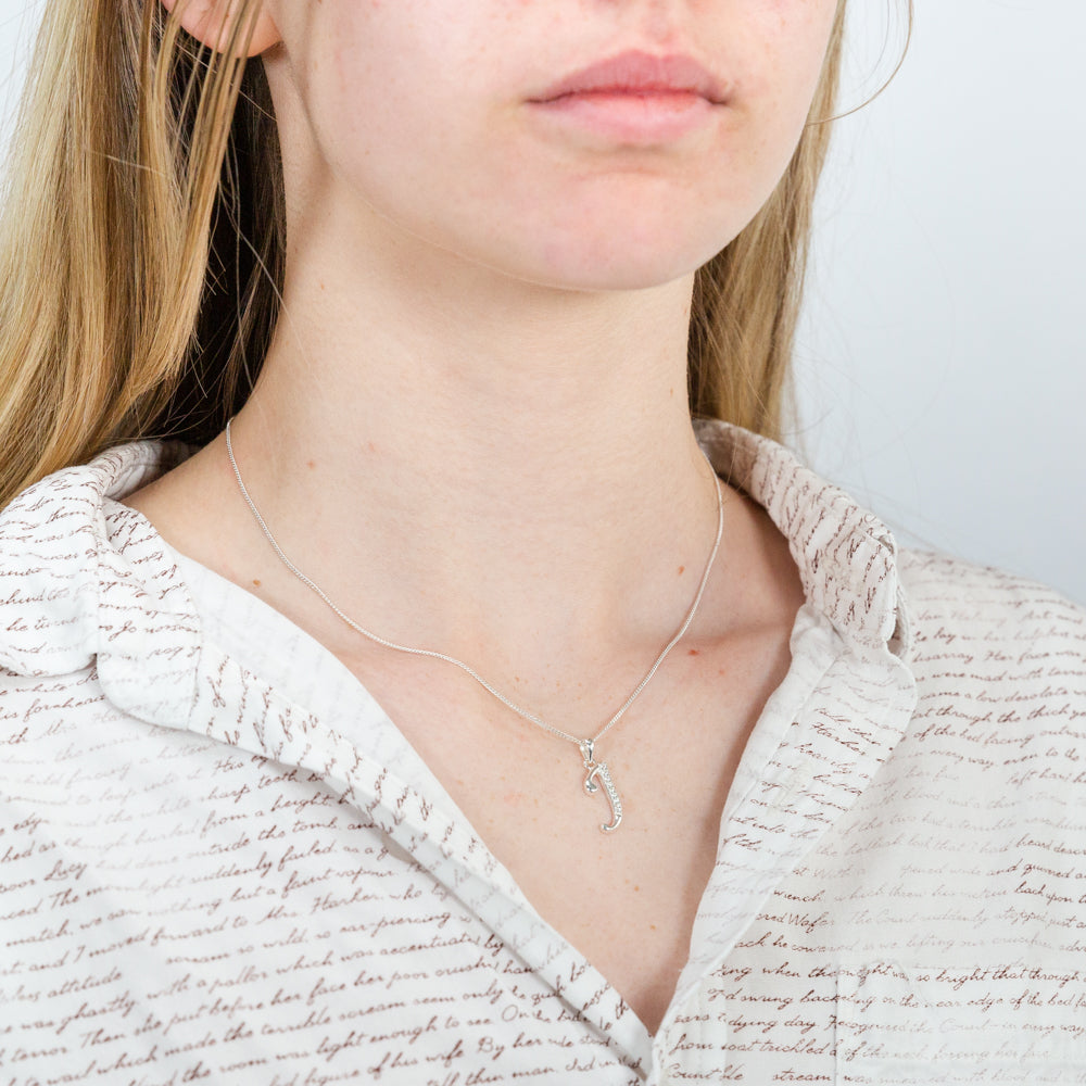 J pendant necklace silver online