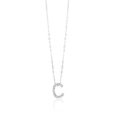 Sterling Silver Cubic Zirconia Initial "C" Pendant On 39+3cm Chain