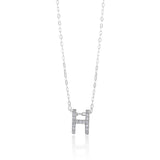 Sterling Silver Cubic Zirconia Initial "H" Pendant on 39+3cm Chain