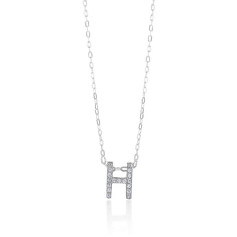 Sterling Silver Cubic Zirconia Initial "H" Pendant on 39+3cm Chain