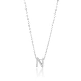 Sterling Silver Cubic Zirconia Initial "N" Pendant On 39+3cm Chain