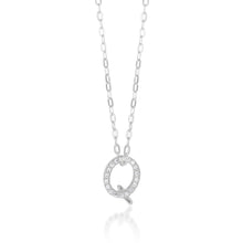 Load image into Gallery viewer, Sterling Silver Cubic Zirconia Initial &quot;Q&quot; Pendant On 39+3cm Chain