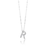 Sterling Silver Cubic Zirconia Initial "R" Pendant on 39+3cm Chain